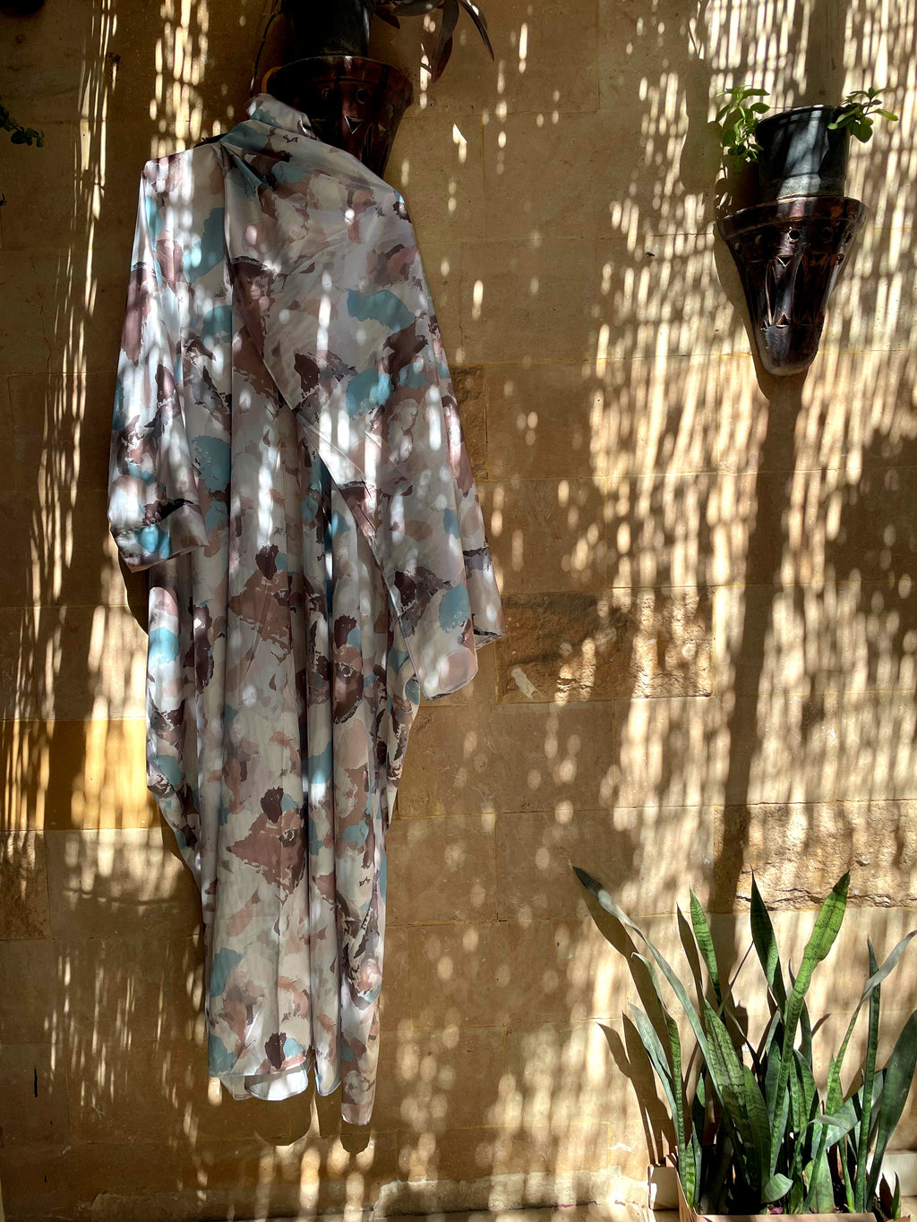 Abstract Watercolor Neutral Prayer Shawl | Modern Art Khushoo Esdalat