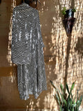 Black White Geometric Chevron Prayer Shawl | Bold Pattern Khushoo Esdalat
