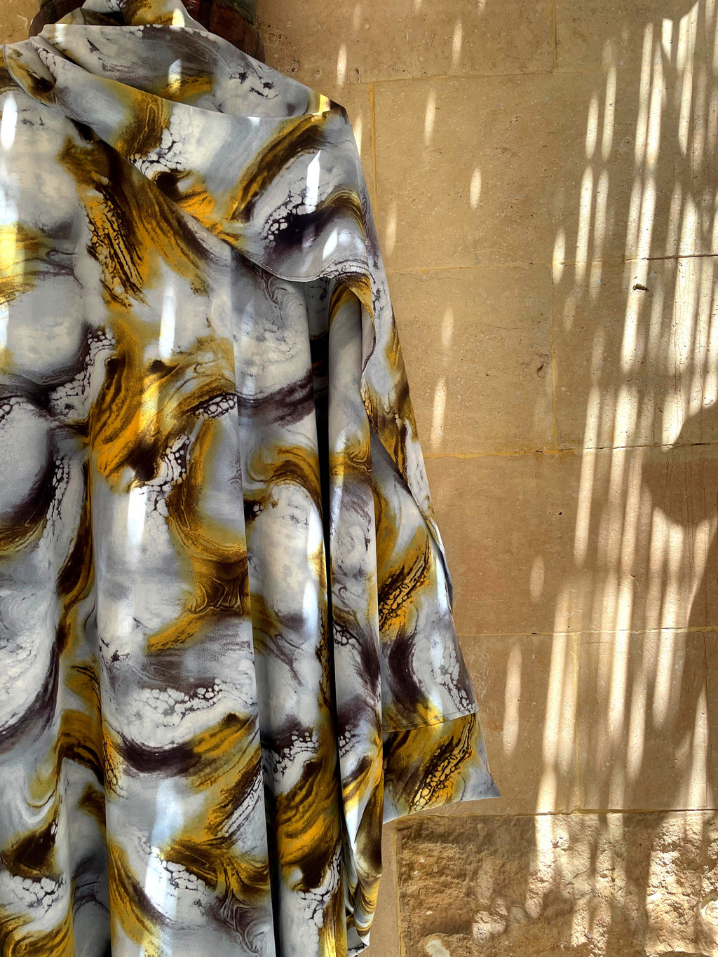 Gold Brush Stroke Marble Prayer Shawl | Luxe Artistic Khushoo Esdalat