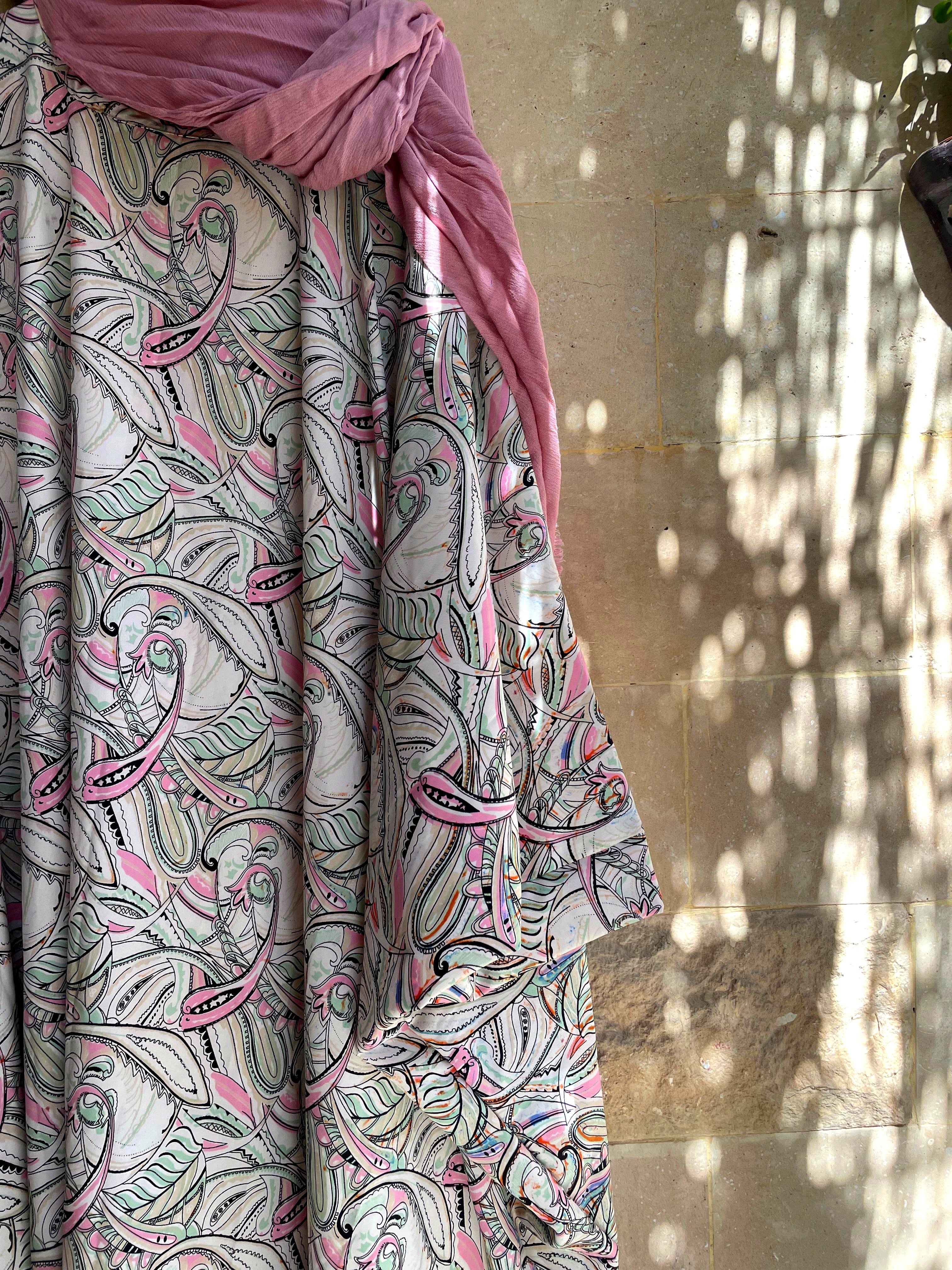 Mauve Paisley Swirl Prayer Shawl | Artistic Dual Design Khushoo Esdalat