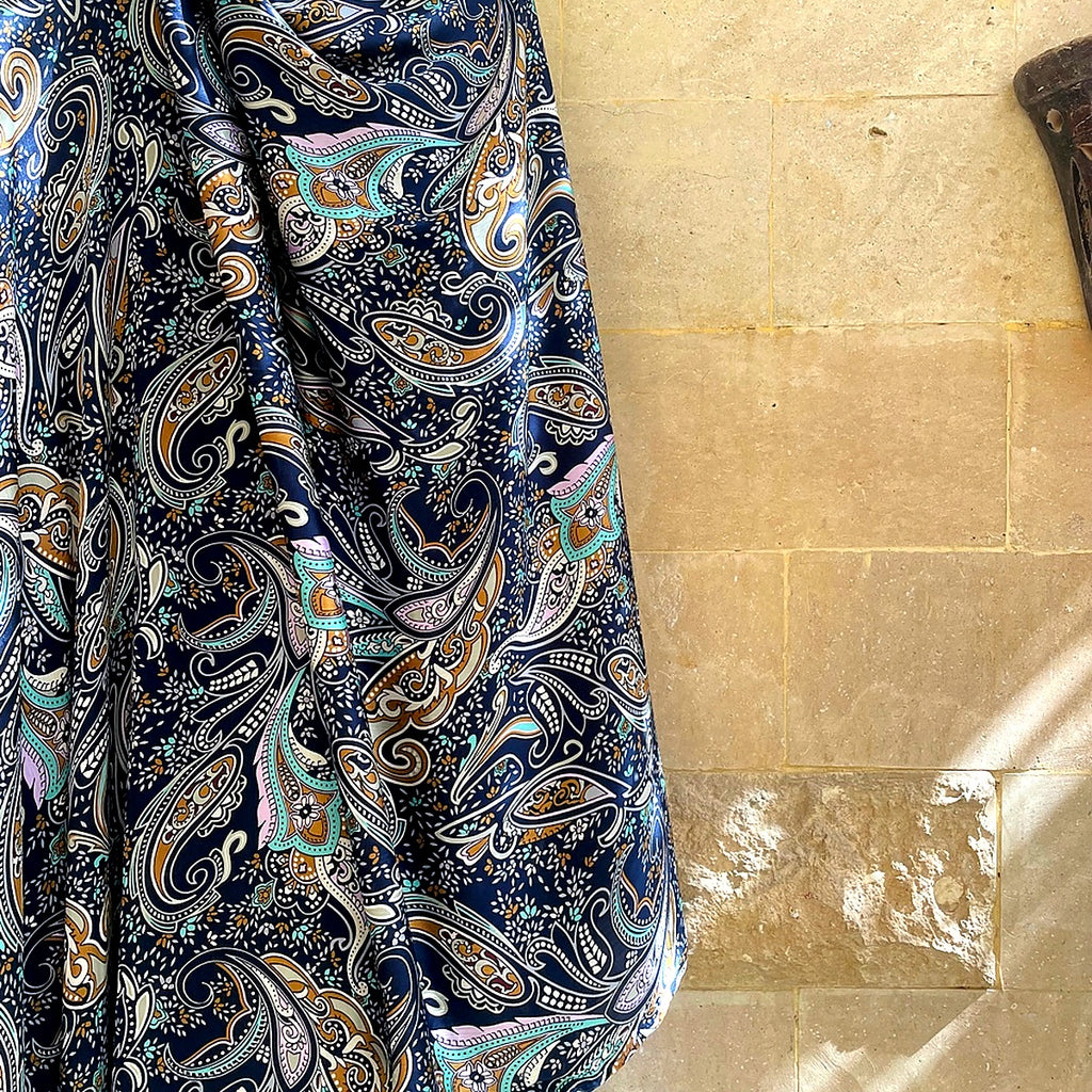 Navy Blue Paisley Prayer Shawl | Elegant Khushoo Esdalat