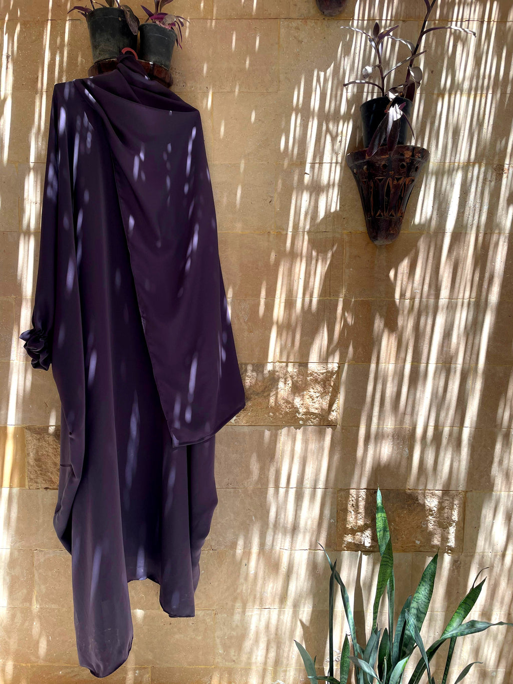 Solid Plum Purple Prayer Shawl | Classic Elegance Khushoo Esdalat